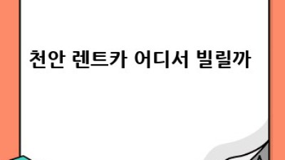 천안 렌트카 완전정복! 🚗💨 보험부터 꿀팁까지!